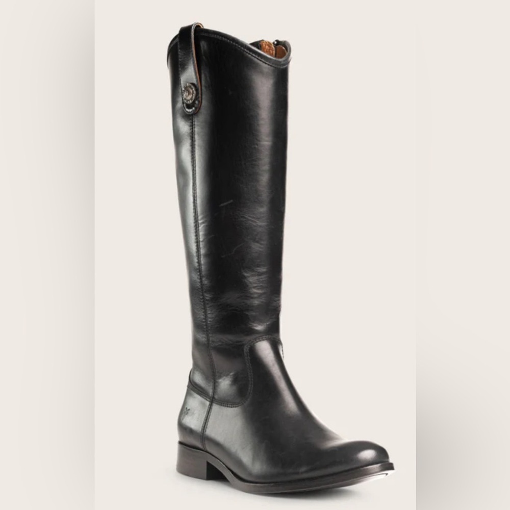 Frye MELISSA BUTTON INSIDE ZIP Knee Boot in Black Size 6